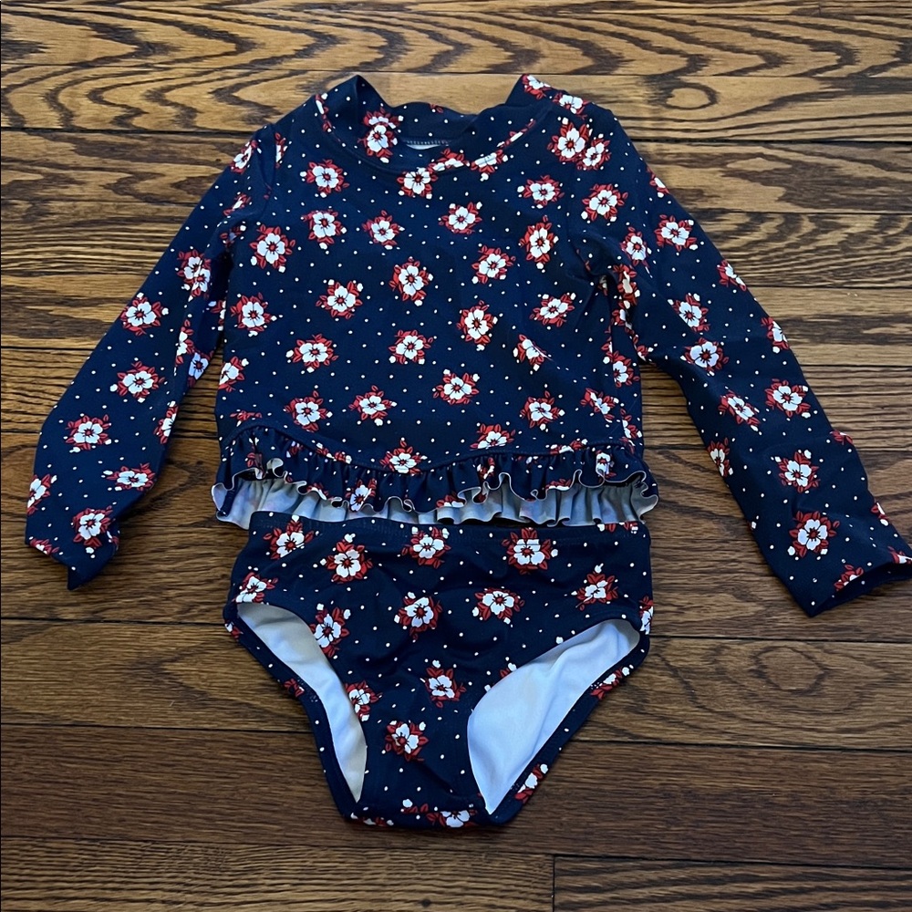 Janie & Jack Floral Long Sleeve Swimsuit